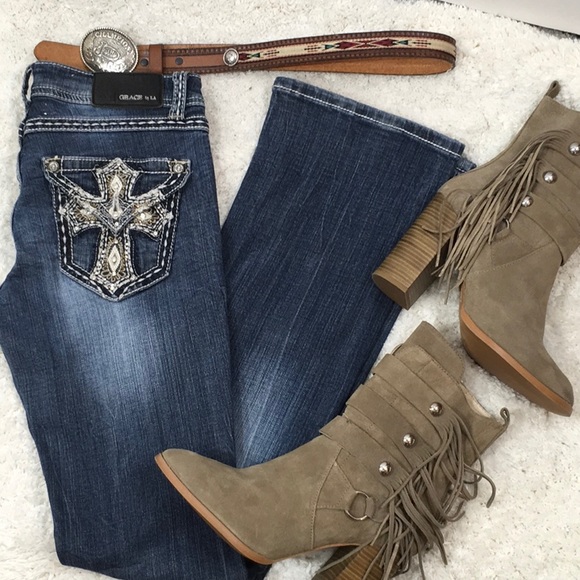 Grace in LA rhinestone jeans - Picture 1 of 7